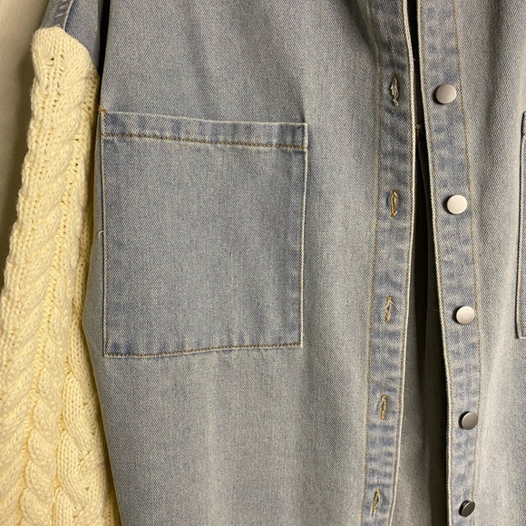 POL Denim & Cable Knit Button Down Shacket - Picture 9 of 9
